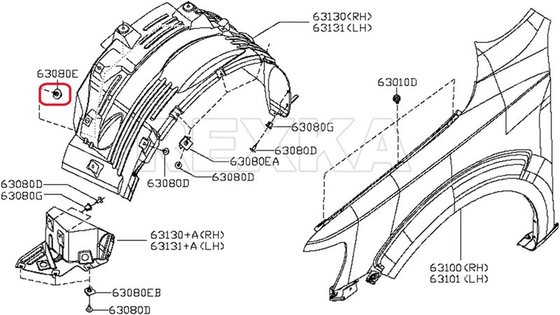 Rexka 10pcs Fender Liner Cowl Grille Bumper Under Cover Clip Push-Type Retainer Compatible with Nissan Infiniti 01553-05933 01553-05323 370Z 350Z Altima GT-R Juke Leaf Murano Quest Q50 Q60 Q70 QX60 - Image 5